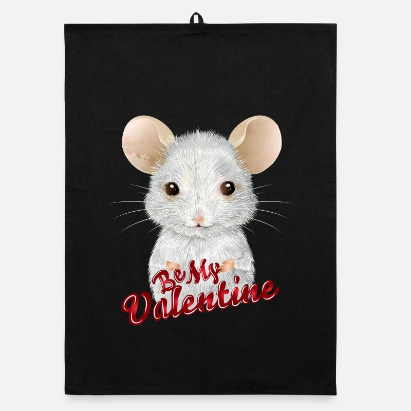 cute white mouse for valentine's day Organic dish towel