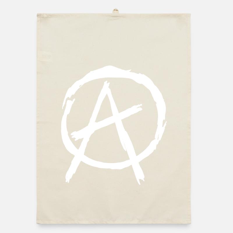 Anarchy Symbol in Circle - White Organic dish towel
