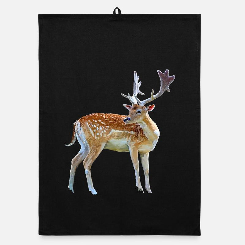 Cerf aquarelle avec bois Torchon bio