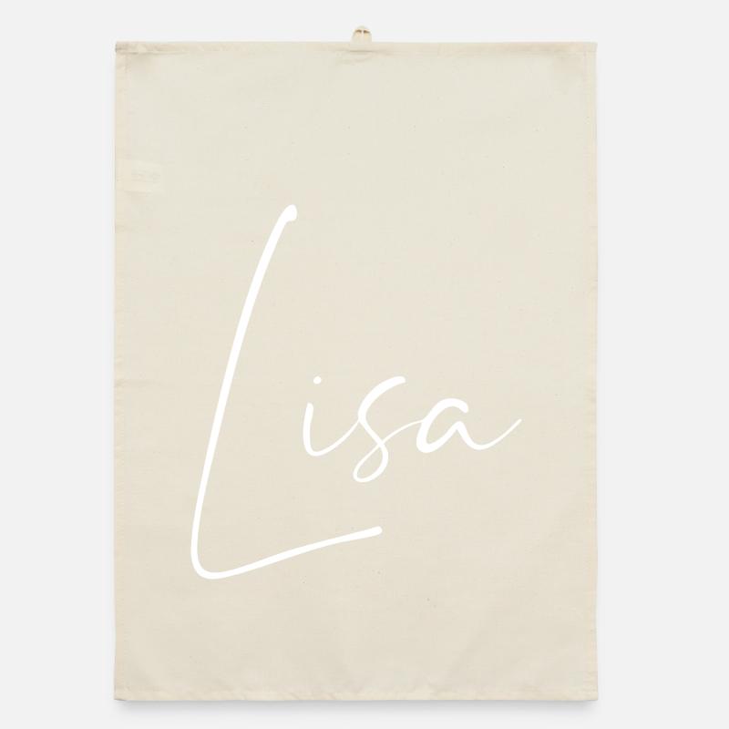 Lisa / Conception du nom de l’écriture manuscrite (Blanc) Torchon bio