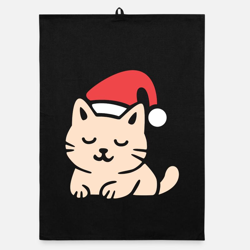 Chat de Noël mignon dans le style confortable Torchon bio