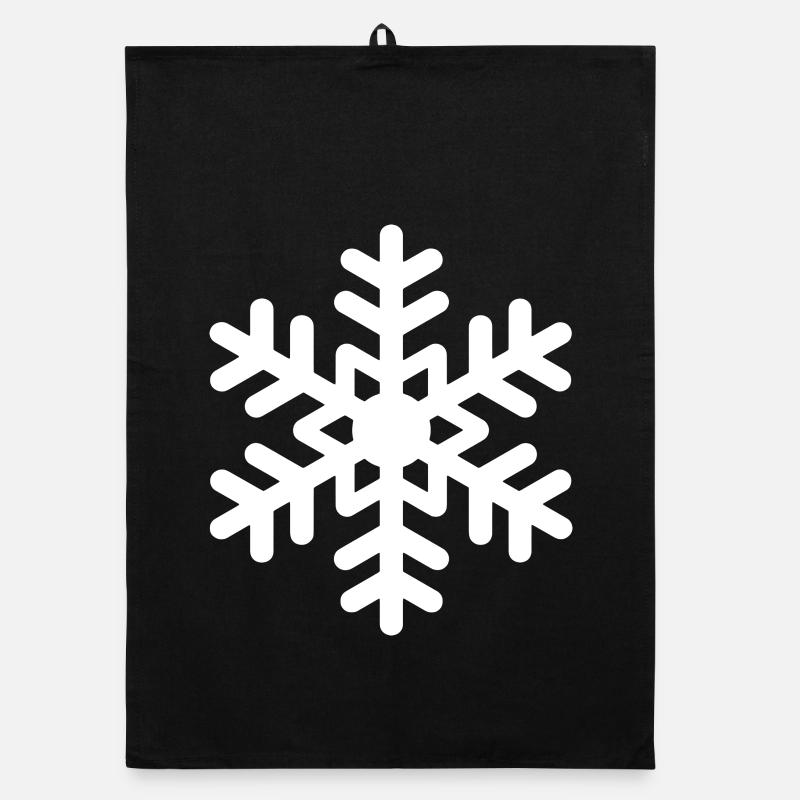 Schneeflocke Schnee - Organic Geschirrtuch - Schwarz