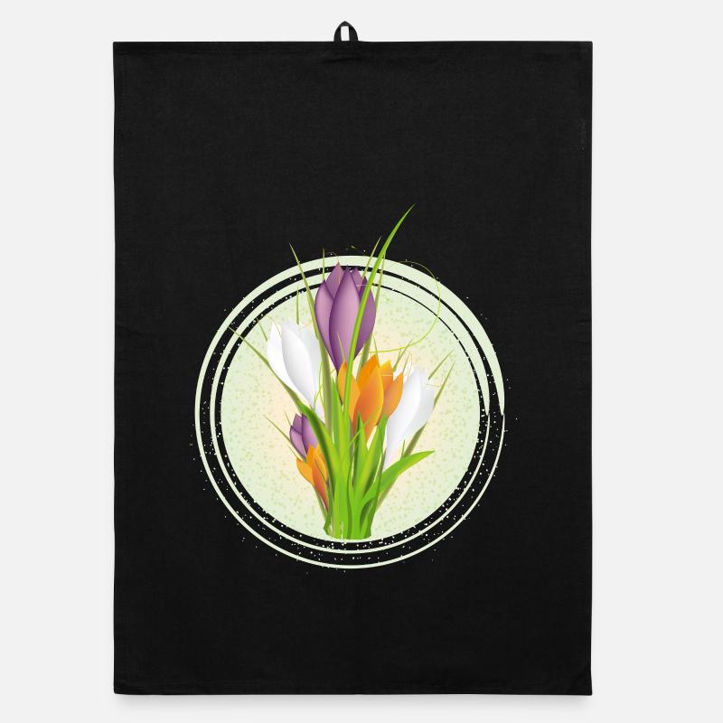 Delicate colorful crocuses in the spring circle Organic dish towel