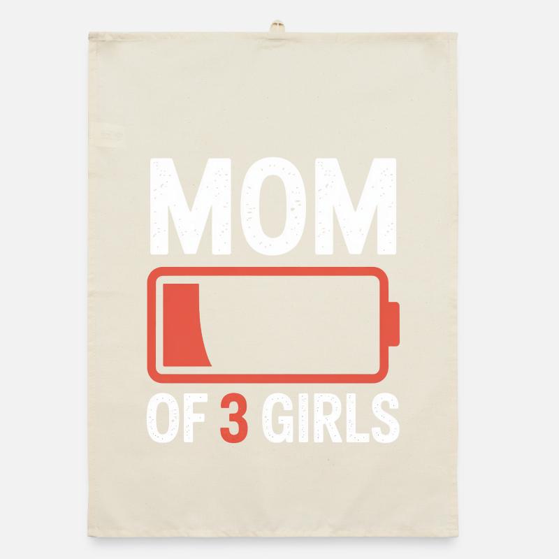 Mutter von 3 Mädchen Batterie-Ikon-Tee Organic Geschirrtuch