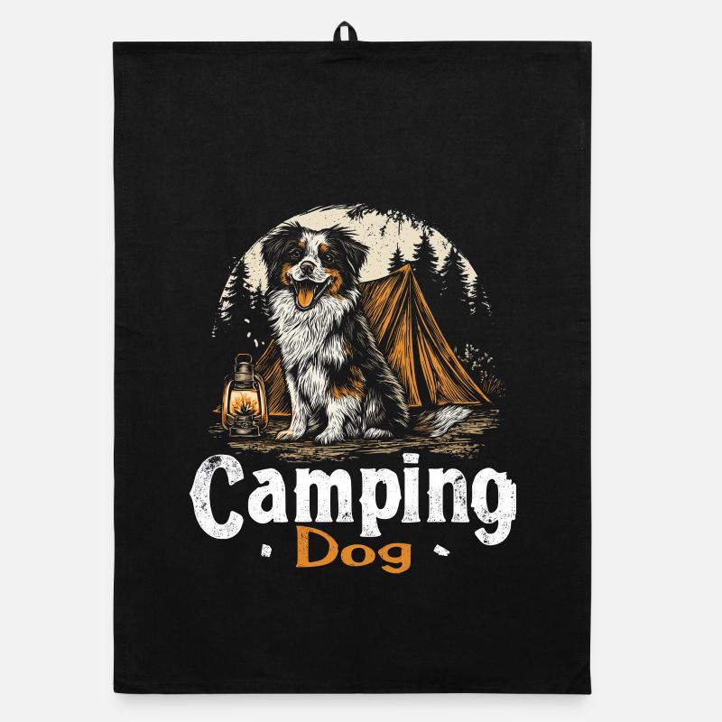 Camping Hund Spruch Camping Dog Camper Geschenk Organic Geschirrtuch