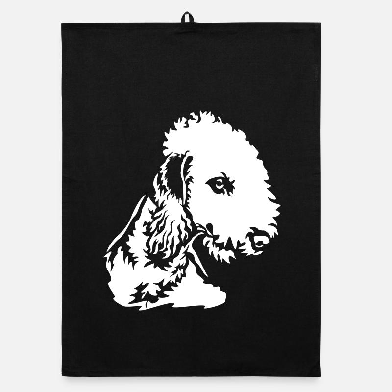 Bedlington Terrier Kopf "Black Edition" Organic Geschirrtuch