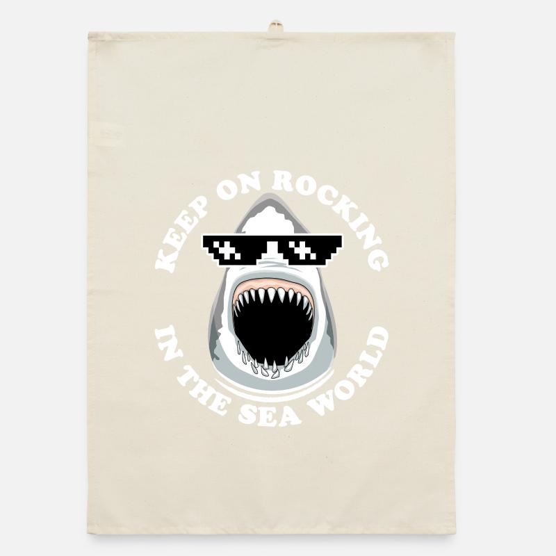 Shark with sunglasses Organic dish towel