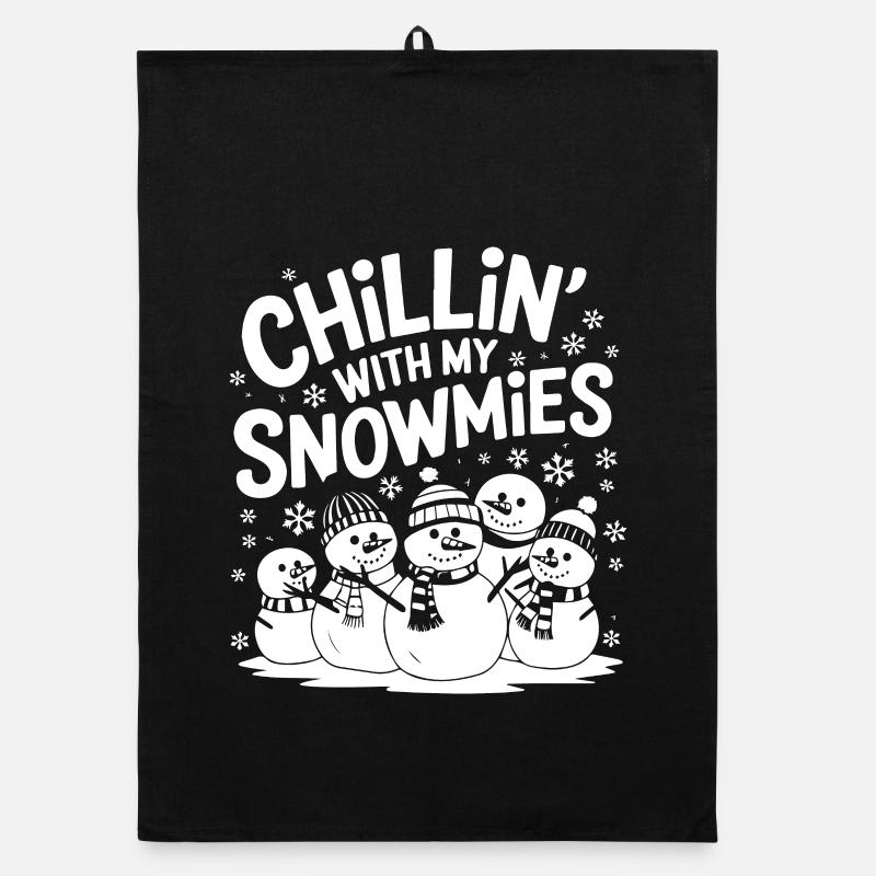 Chillin' avec mes Snowmies Torchon bio
