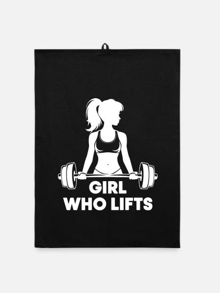 Bodybuilder Gym Girl Langhantel Power Beauty - Organic Geschirrtuch - Schwarz - Vorne