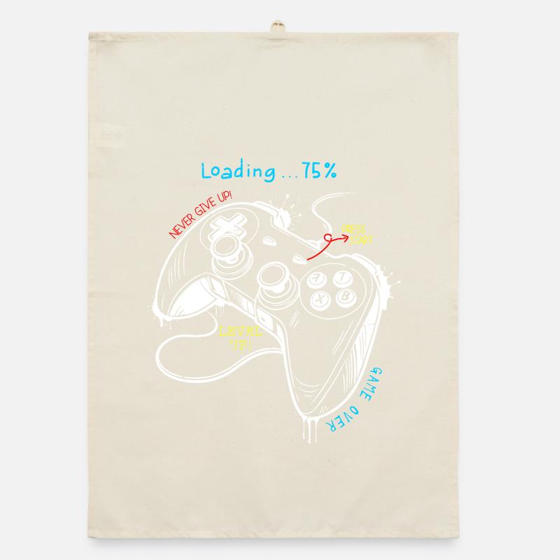 Retro Gaming Style Controller Art Organic dish towel