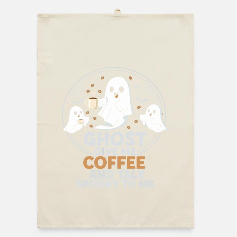 Gruseliger Geist mit Kaffee und Chat-Design Organic Geschirrtuch