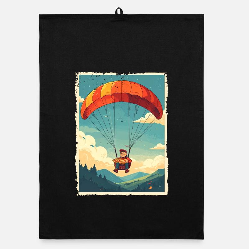 Adventurous Pizza Flight Illustration Organic dish towel