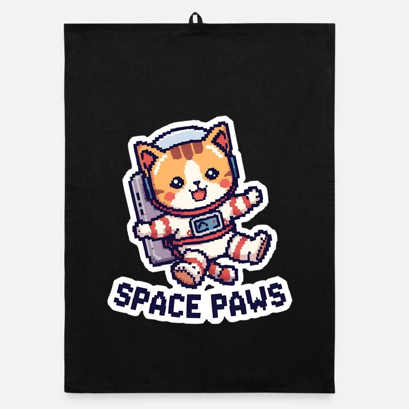 Space Paws – Pixel Cat in Space Organic Geschirrtuch