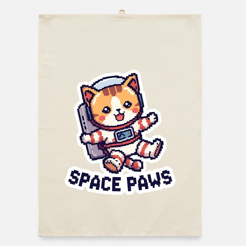 Space Paws – Chat pixel dans l’espace Torchon bio