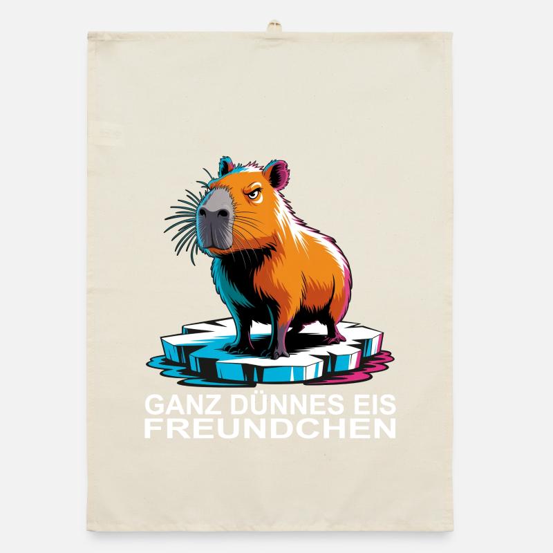 Capybara Meme – Ganz dünnes Eis Spruch Organic Geschirrtuch