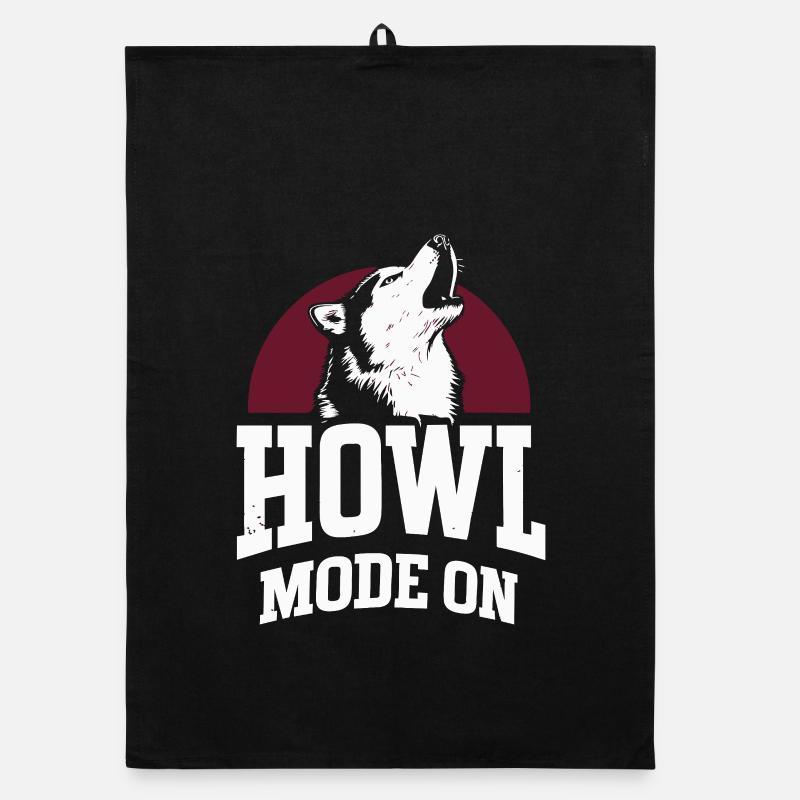 Howl Mode On Husky Design Organic dish towel