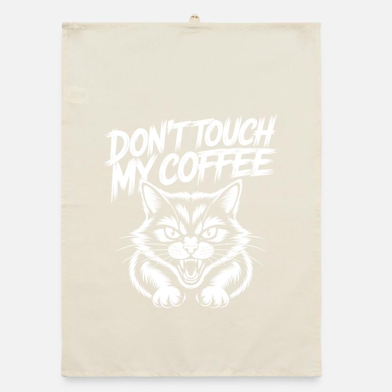 Ne touche pas à mon café – Chat qui siffle Torchon bio