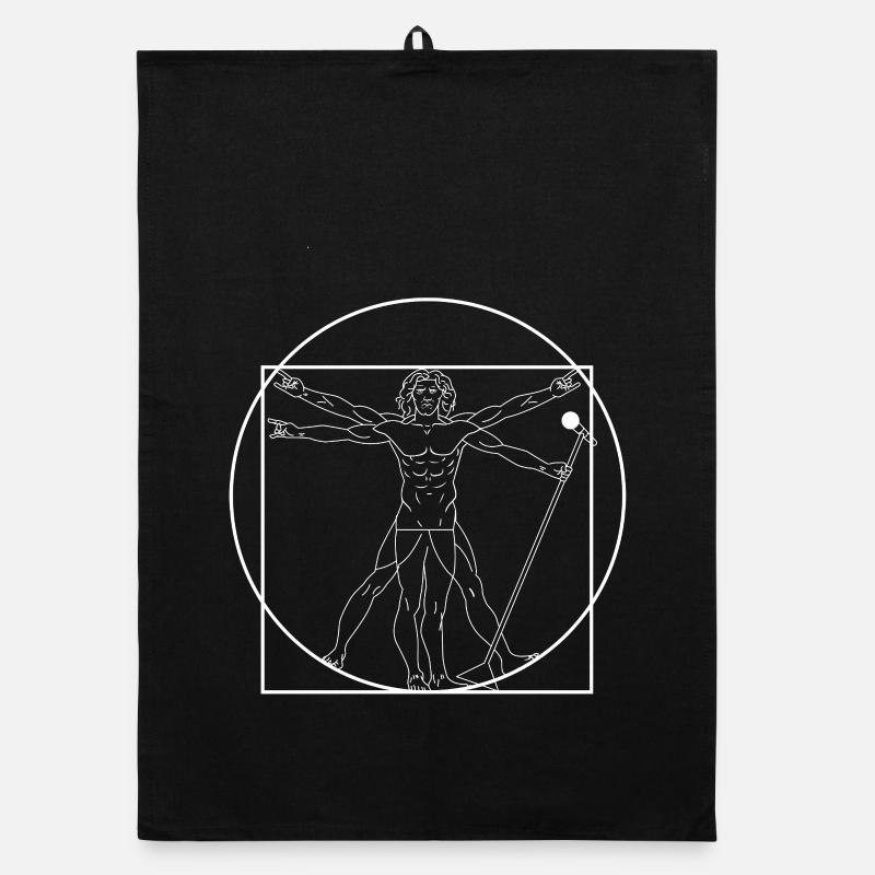 Vitruvian Man Rock Star Singer Microphone Music Ar Organic Geschirrtuch