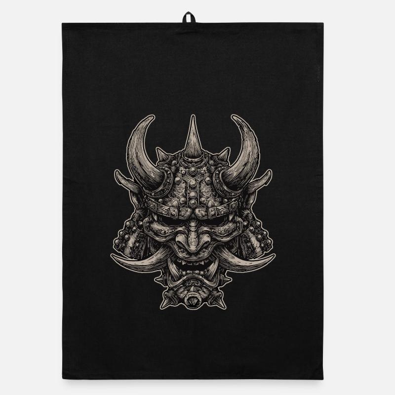 Dämonischer Samurai Helm Oni Maske Organic Geschirrtuch