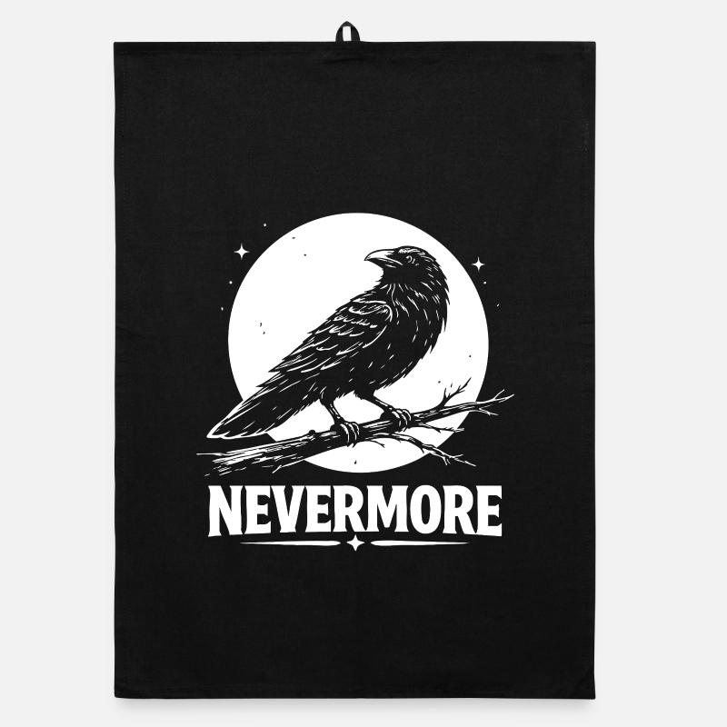 Nevermore – Rabe vor Mond Organic Geschirrtuch