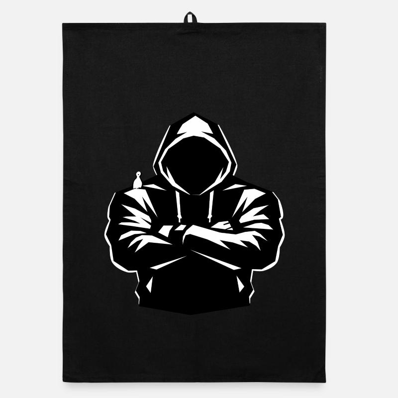 Silhouette à capuche et oiseau Torchon bio