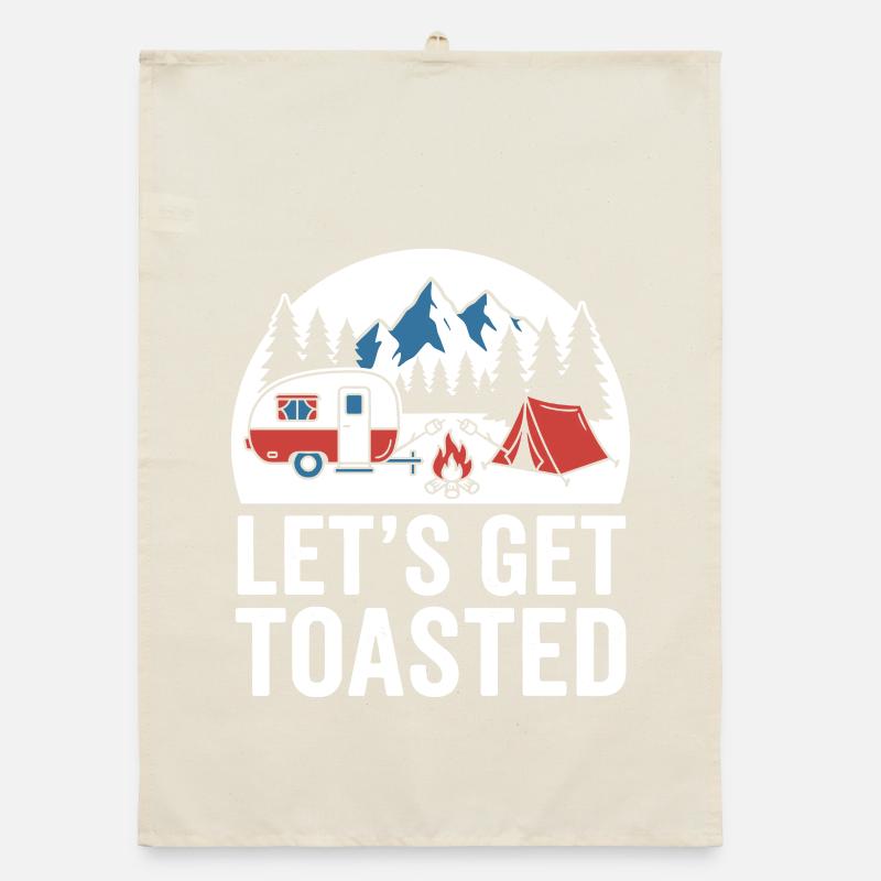 Campfire Camping Scene Organic dish towel