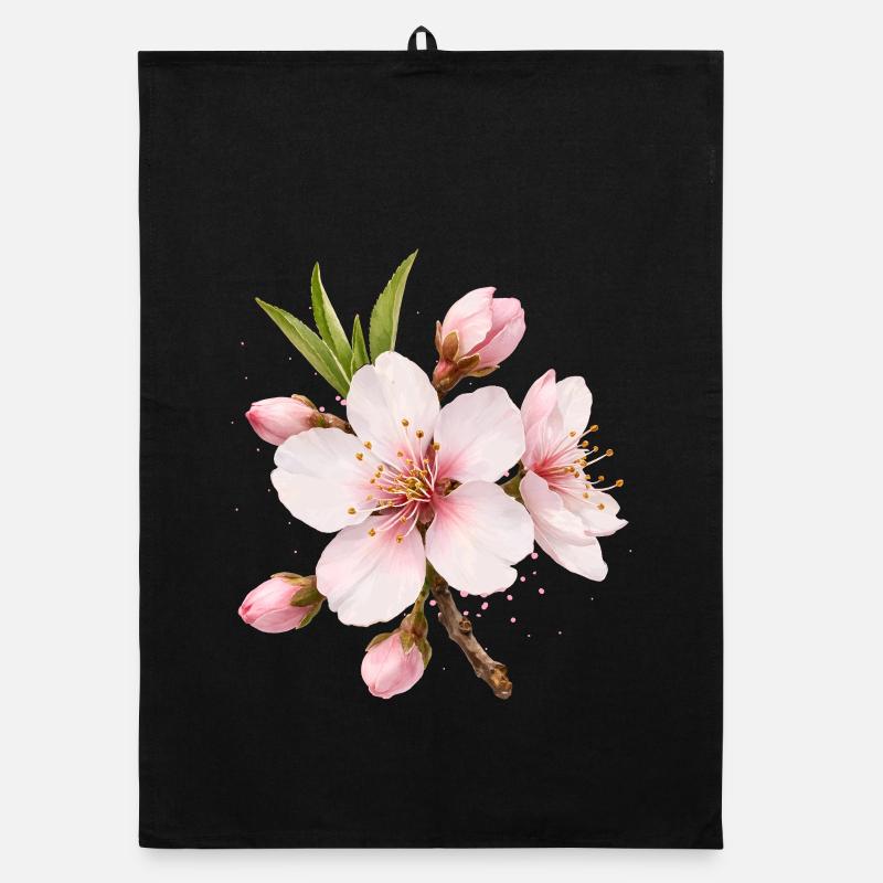 Fleurs d’amandier, fleur rose de printemps, fleur de printemps Torchon bio