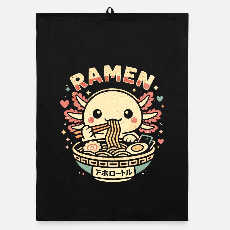 Axolotl Ramen Nudeln Kawaii Geschenk Süß Organic Geschirrtuch