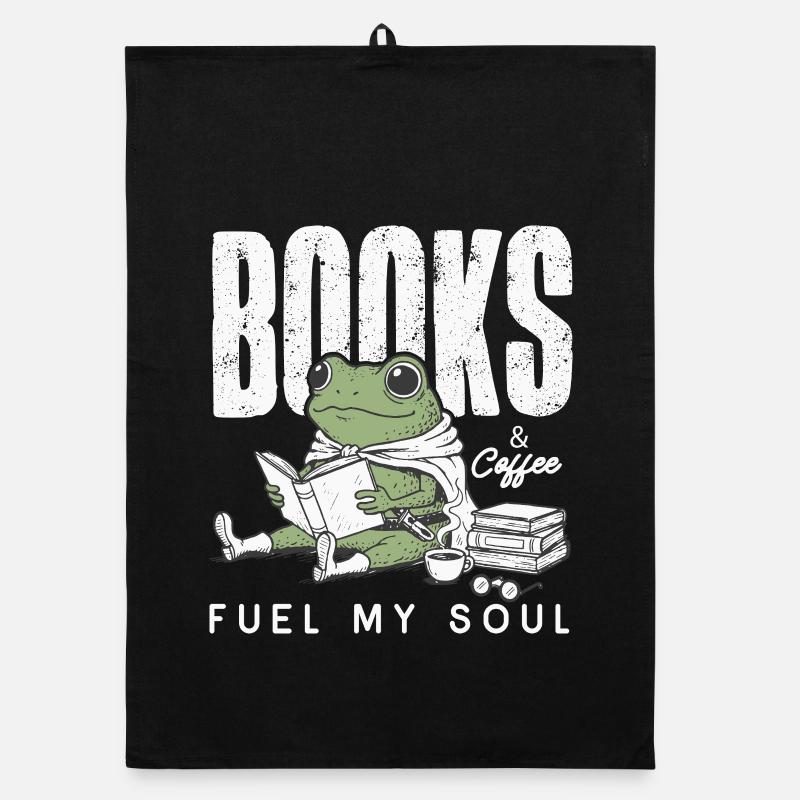 Bücherfrosch & Kaffee Bücherwurm Leseratte Buch Organic Geschirrtuch