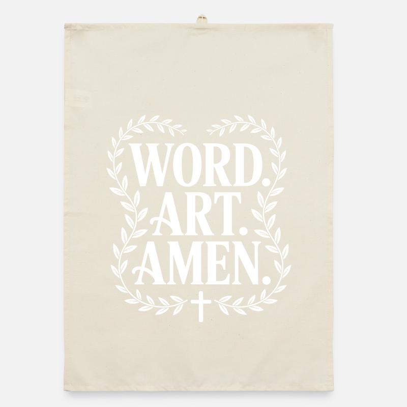 Art de mots Amen Croix Laurel Torchon bio