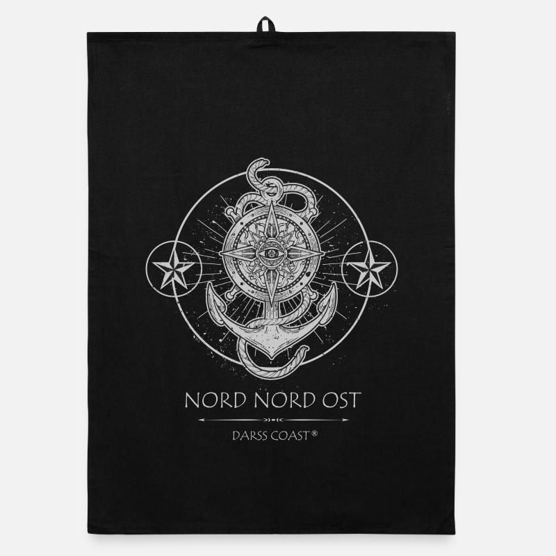 DarssCoast Nord Nord Ost, steering wheel anchor wind rose Organic dish towel