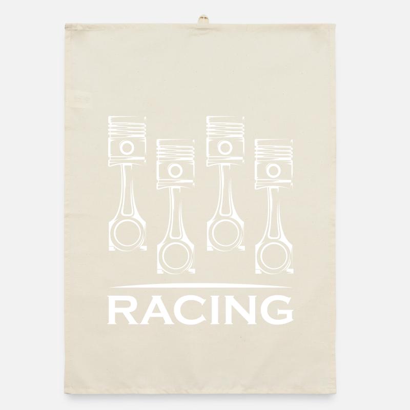 racing piston car engine icon logo icon graphic Organic dish towel