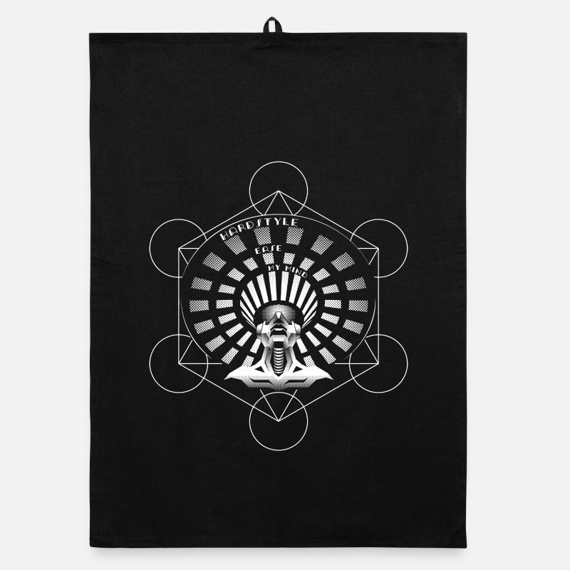 Hardstyle ease my mind - Organic dish towel - black