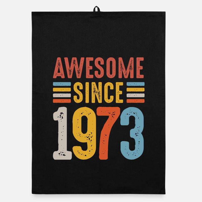 Awesome Since 1973 Retro Badge - Organic dish towel - black