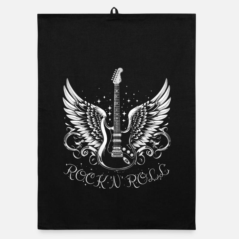 Rock 'n' Roll Guitar - Organic Geschirrtuch - Schwarz
