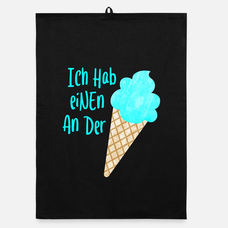Einen an der Waffel coole Sprüche Eis Sommer Fun - Organic Geschirrtuch - Schwarz