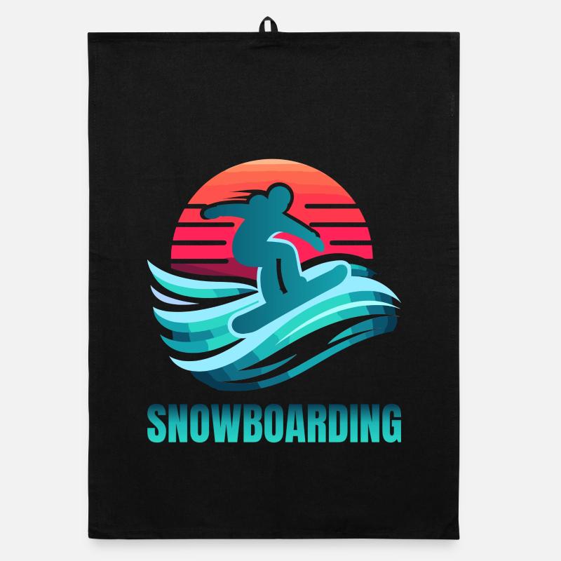 Vibrant Snowboarding Surf Scene Organic dish towel