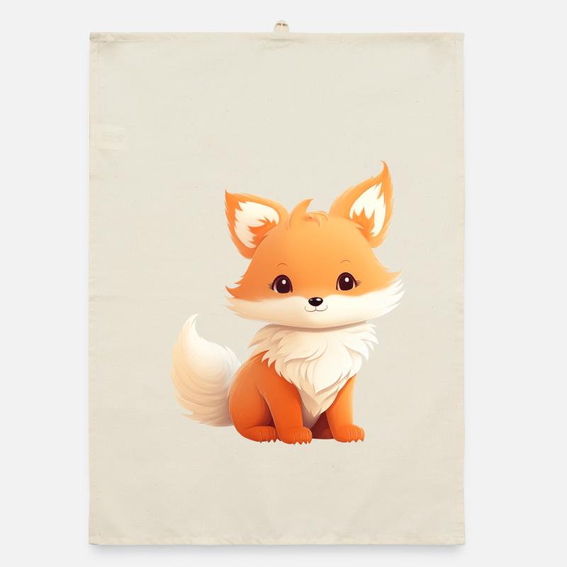 Illustration de renard mignon Torchon bio