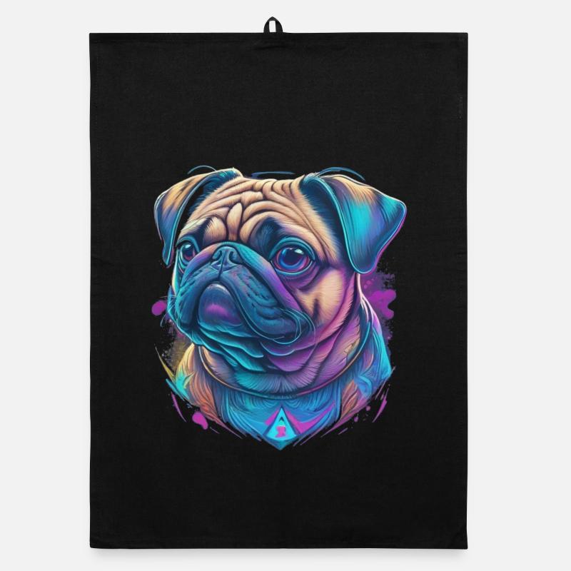 Pug Head Organic dish towel