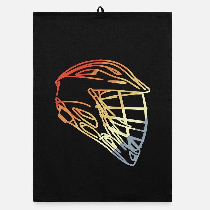 Lacrosse Helmet Retro Style Organic dish towel