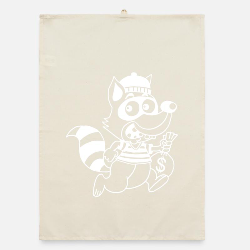 Dieb Waschbär (Weiß) Organic Geschirrtuch