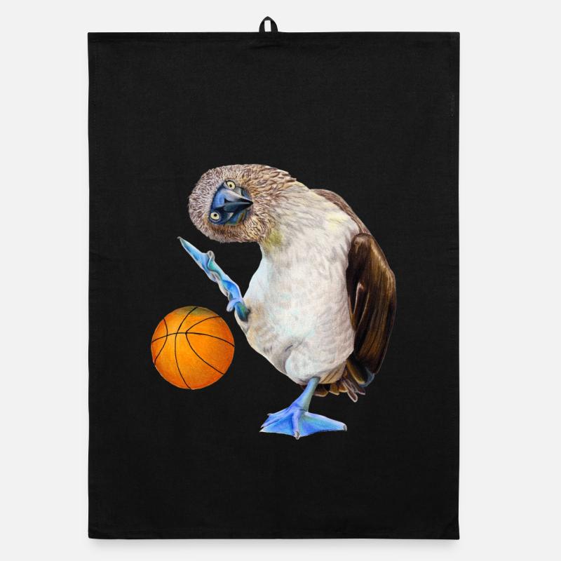 Basket-ball à pieds bleus - Torchon bio - noir