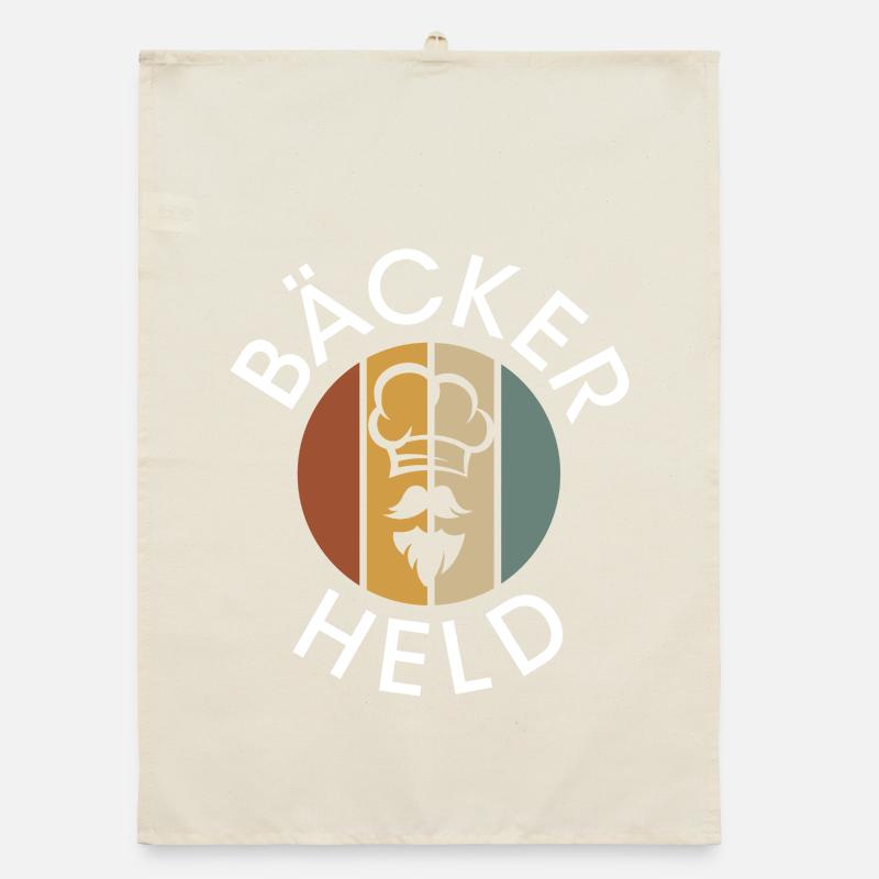 vintage baker logo - retro bakery with beard Organic dish towel