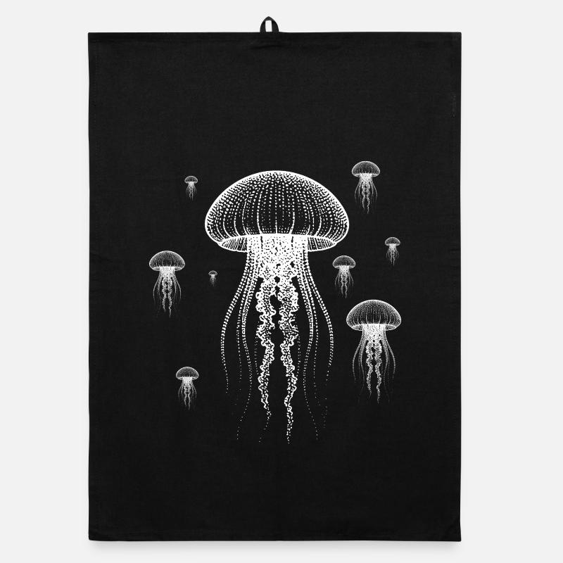 Méduse nuage - Torchon bio - noir