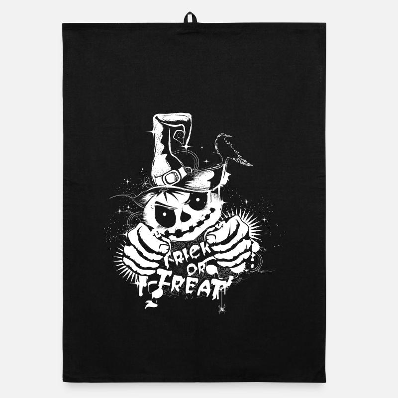 Spooky Pumpkin with Witch Hat and Trick or Treat Organic dish towel