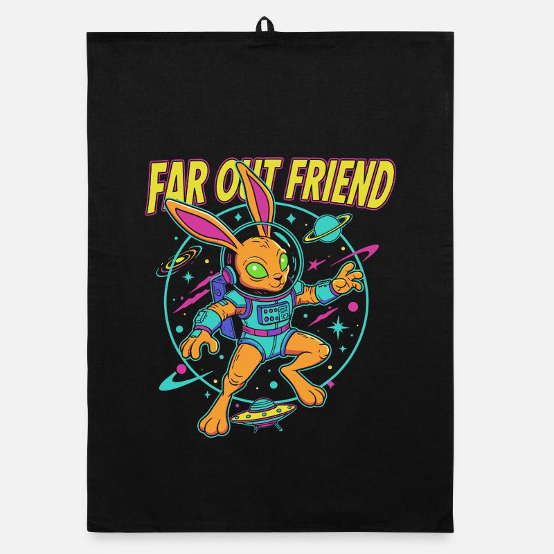 Far Out Bunny Space Organic dish towel