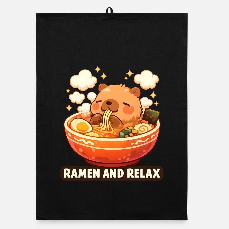 Capybara Ramen and Relax Organic Geschirrtuch
