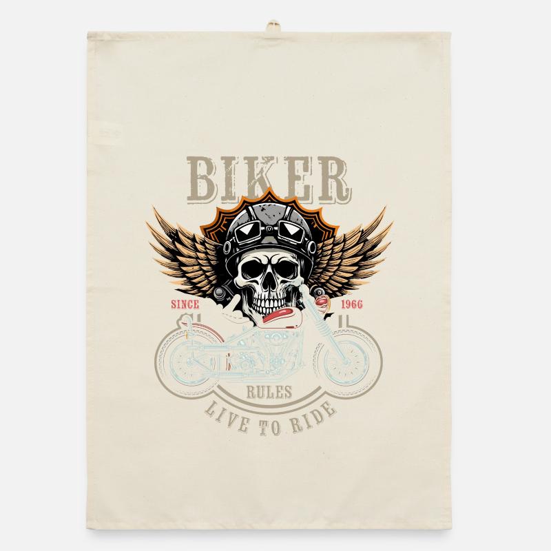 Biker Rules - Since 1966 - Live to Ride Organic dish towel