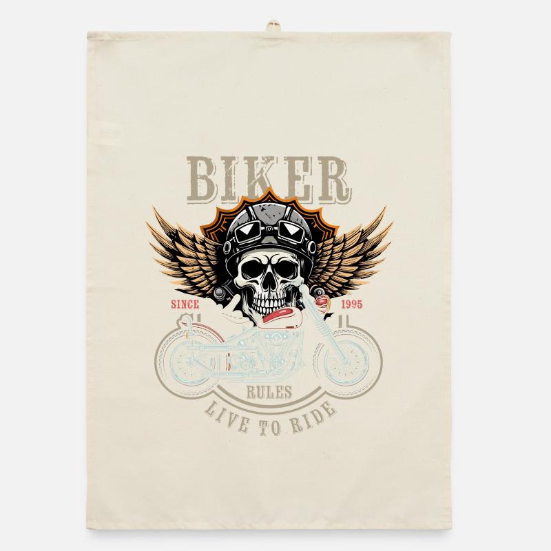 Biker Rules - Since 1995 - Live to Ride Organic dish towel