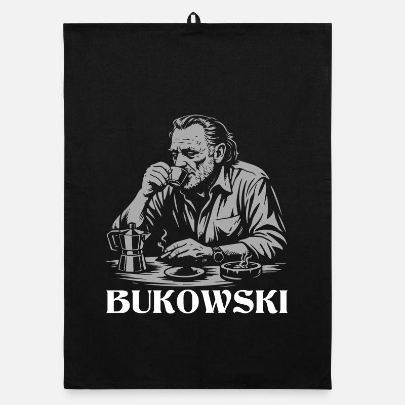 Charles Bukowski buvant un café au café Torchon bio